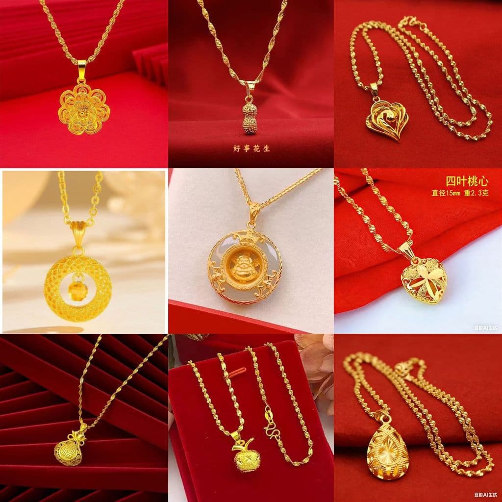 [Estoque pronto] Areia série ouro pingente senhoras luz luxo banhado a ouro pingente colar ondulação de água clavícula c