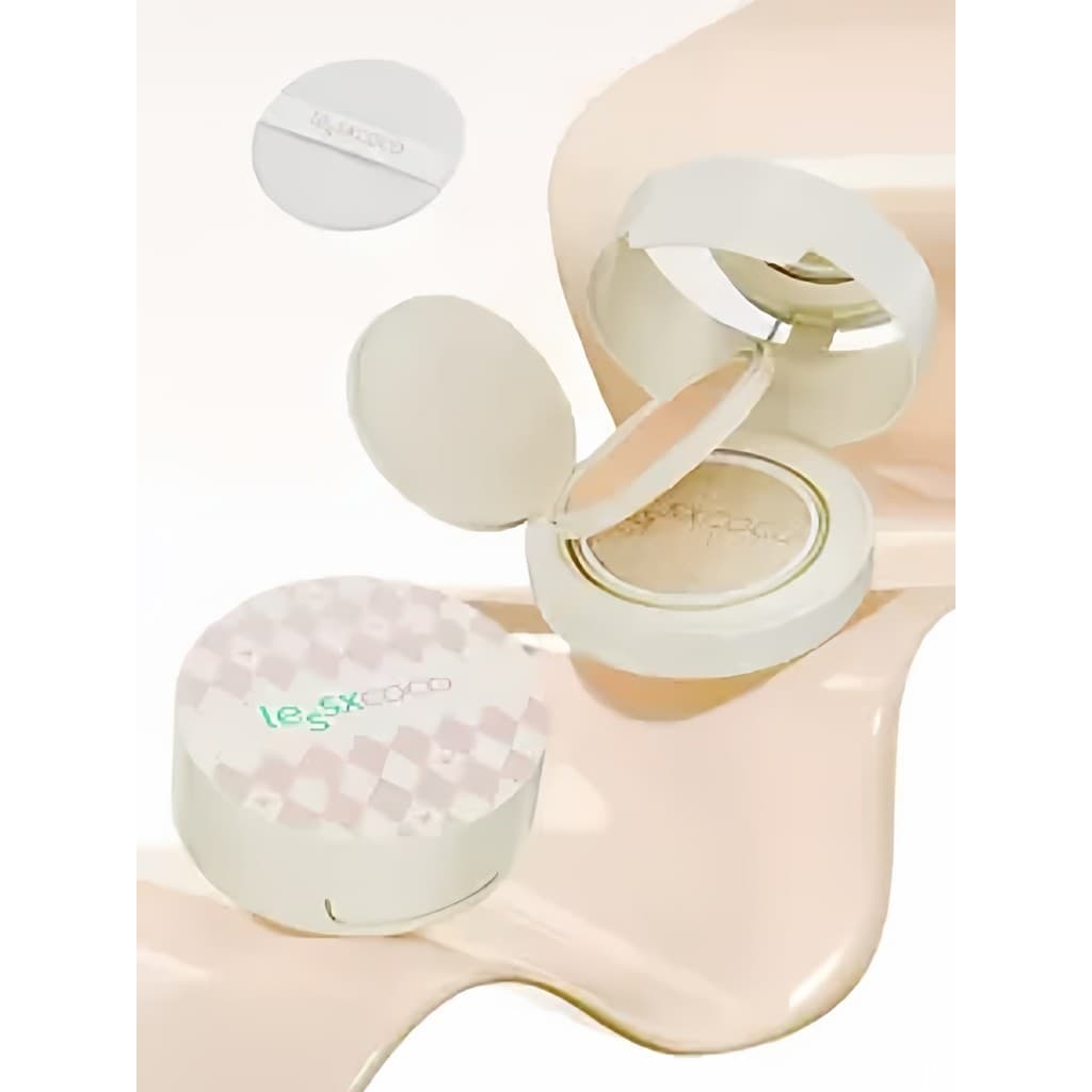 Lessxcoco Light Transparent Nude Feel Pó prensado Almofada de ar Creme Almofada de ar de camada dupla Dois em um Pó pren