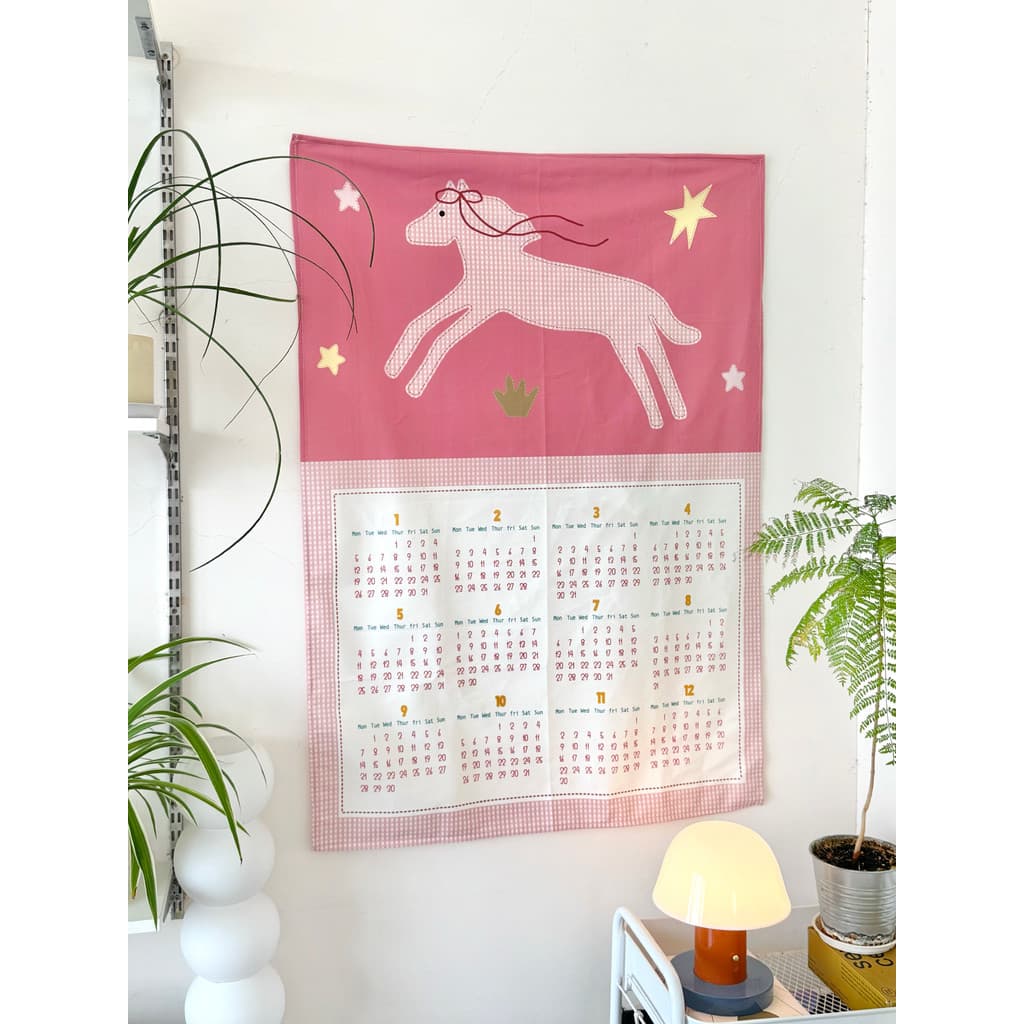 Rosa ins dos desenhos animados 2026 pônei calendário tapeçaria pano de fundo decoração do quarto das crianças tapeçaria