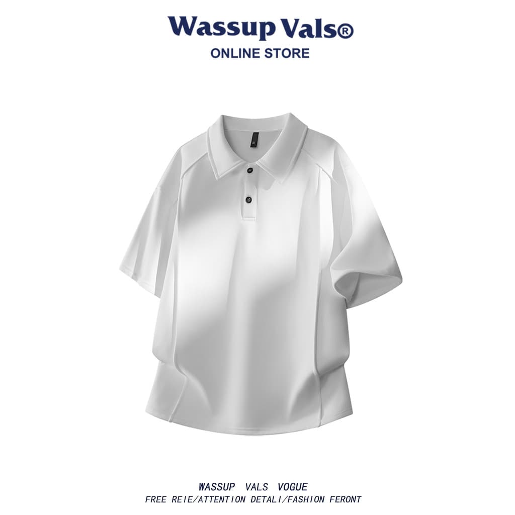 WASSUP VALS Estilo Americano Tamanho Grande Camisa polo Desconstrução Manga Curta Masculina Verão Casual Respirável Lape
