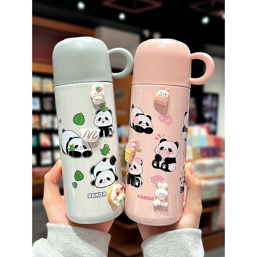 Bonito Panda copo térmico crianças estudantes escola dedicado copo bebendo portátil de alto valor de aço inoxidável desp