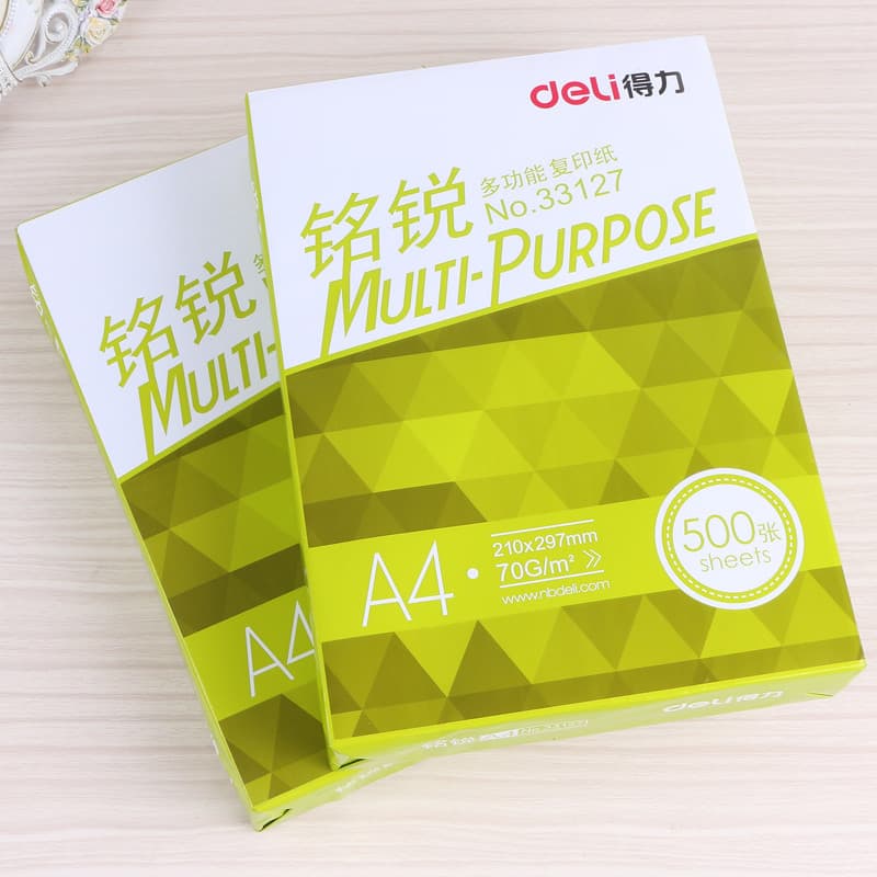 Deli Papelaria Jiaxuan Mingrui a4 Papel para impressão Papel para cópia 70g80g Pacote único 500 folhas Papel branco Pape