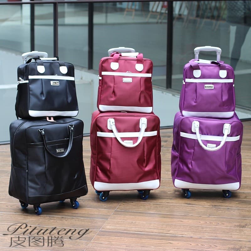P Totem Universal Roda Trolley Bag Bolsa de Viagem Feminina Portátil Estojo de Embarque Grande Capacidade Bolsa de Viage