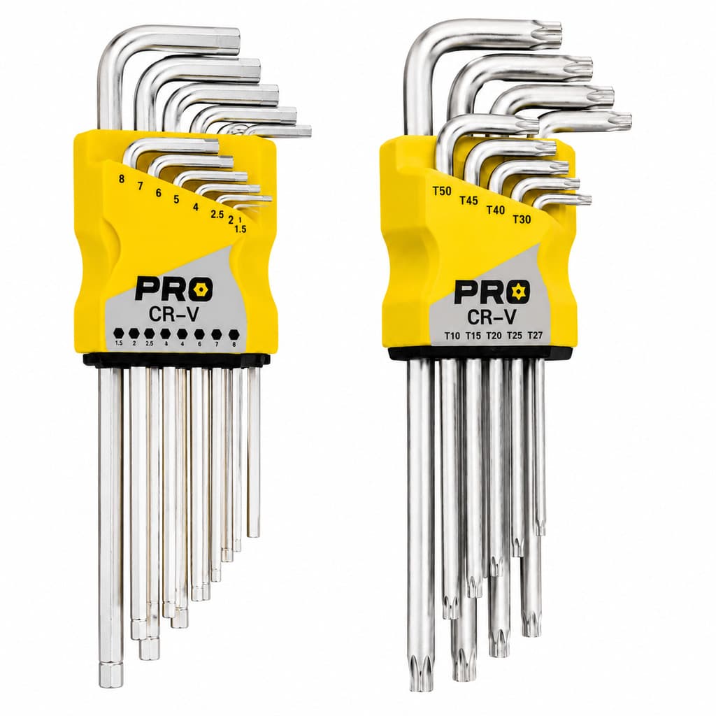 Jogo de Chave Torx + Jogo Allen Longa Kit com 18 Peças Torque e Allen T10 até T50