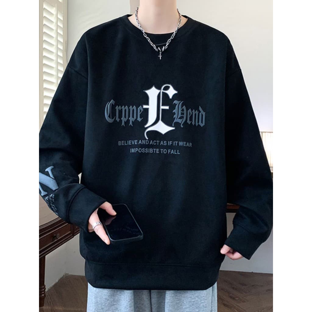 Moletom masculino primavera outono novo estilo Street Wear em torno do pescoço roupas superiores pulôver camisa de fundo