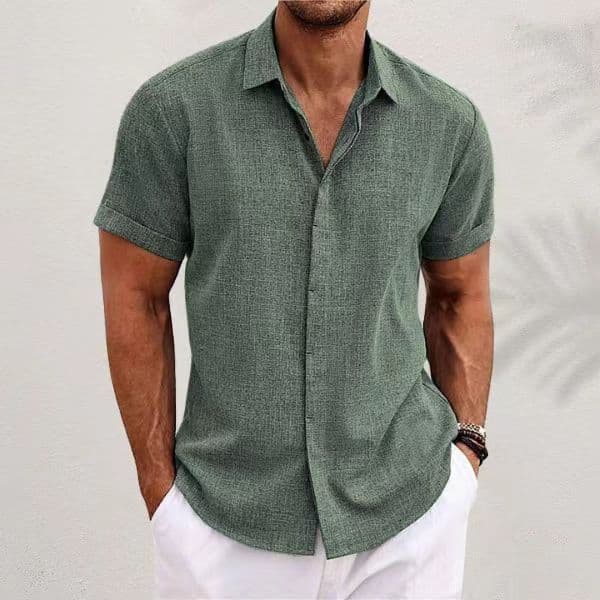 Camisa Masculina De Manga Curta Para Casa De Cor Sólida