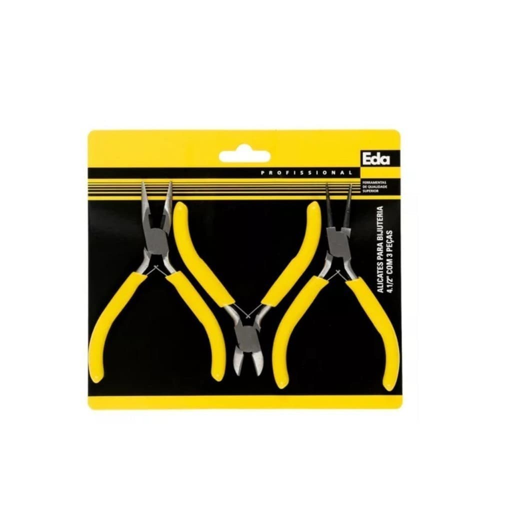 Alicate Para Bijuterias Corte Bico Redondo Bijuteria 4.1/2'' Com 3 Peças