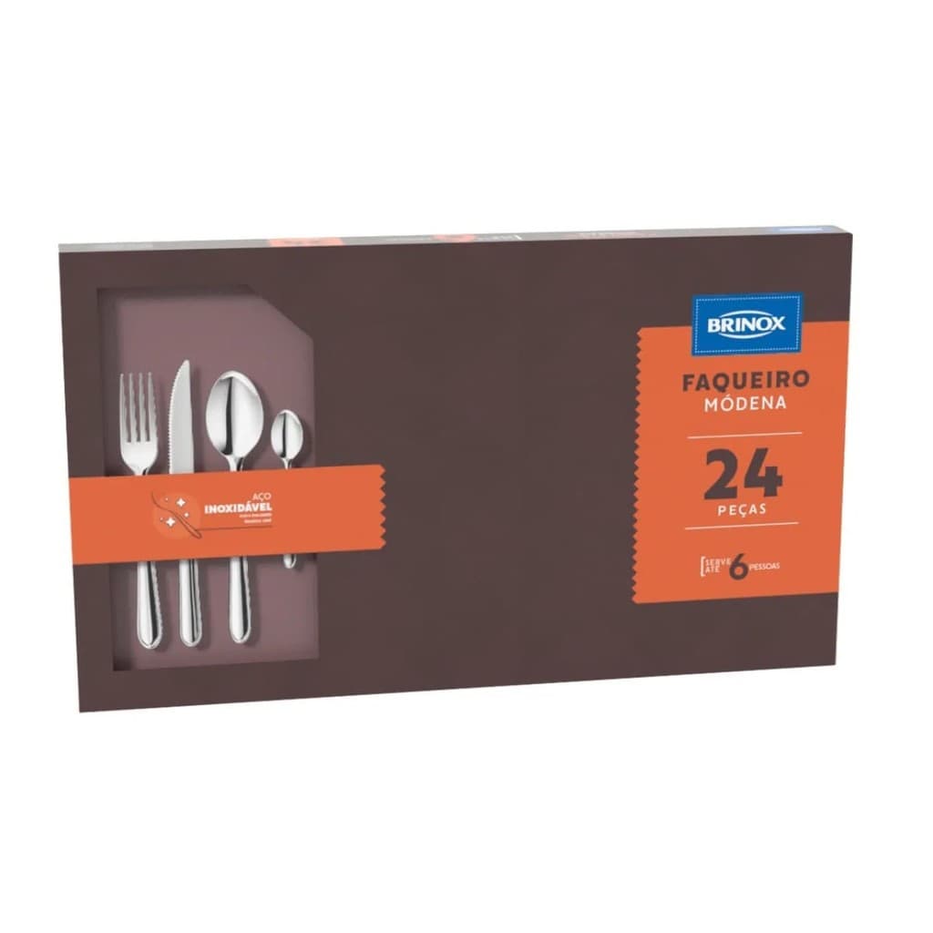 Faqueiro Brinox Módena 24 Peças Aço Inoxidável Serve 6 Pessoas