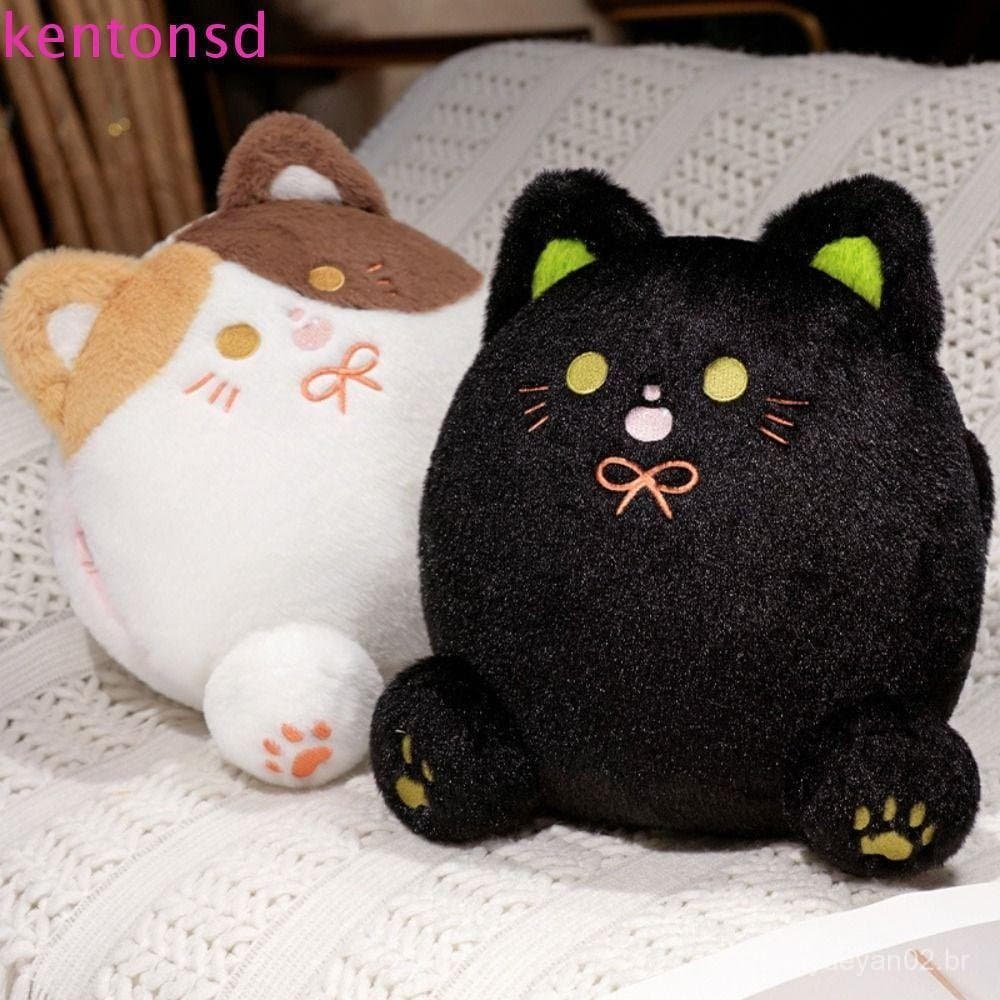 Brinquedos De Pelúcia De Gato KENTONSD Calico , Travesseiro Branco Rechonchudo Com Sorriso , Boneca Preto Fofo