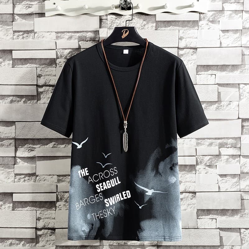 Camiseta masculina de manga curta solta 2025 novo estilo de seda gelo na moda Street Wear meia manga verão camiseta