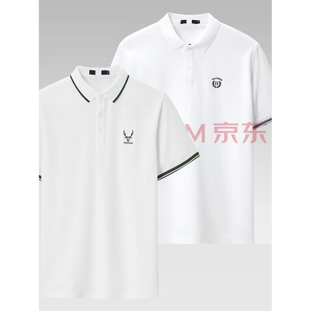 HL22358 Sea Series Camiseta masculina de manga curta verão bordado moda negócios Casual cor sólida lapela POLO