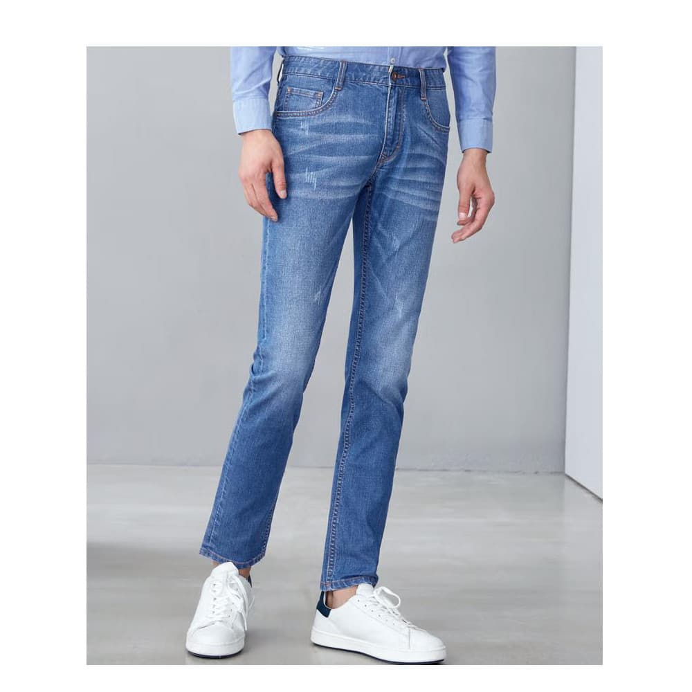Hl2877 série mar masculina juventude primavera verão calças Jeans cintura média padrão versão reta moda Casual