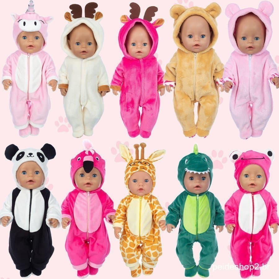 43cm Boneca Macacão Estilo Dos Desenhos Animados Roupas De Moda Vestir Brinquedo Acessórios De