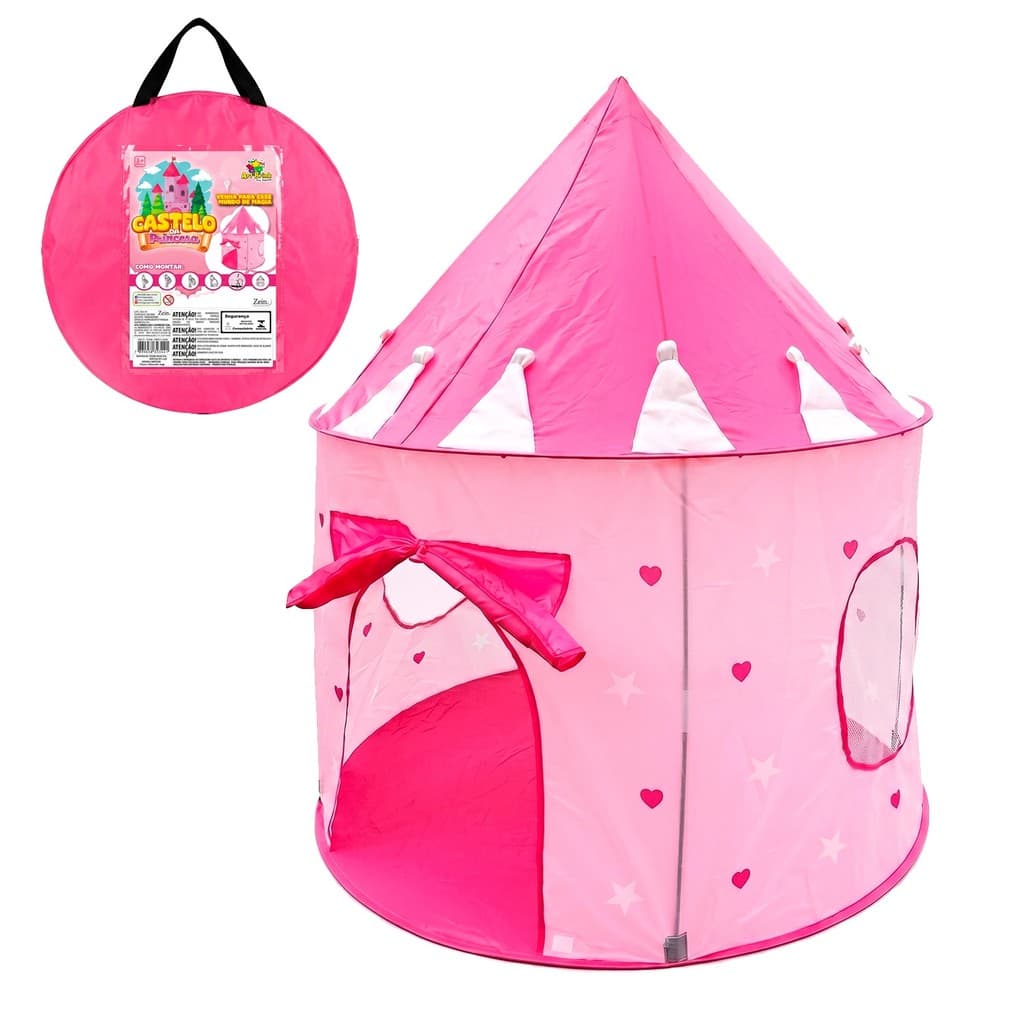Barraca Dobrável Castelinho Das Princesas Cabana Infantil 135 X 100 Cm
