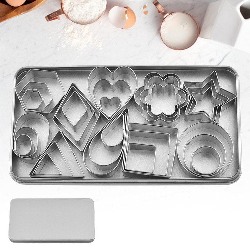 Molde de biscoito de aço inoxidável conjunto de 30 peças forma geométrica corte argila molde bolo biscoito ferramenta de
