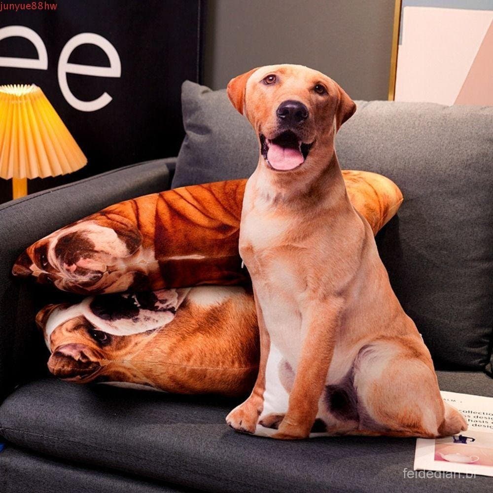 JUNYUE Brinquedos De Pelúcia Para Cães , Simulação 3D Labrador Corgi Dog Stuffed Pillow , Shiba Inu Bulldog Cushion