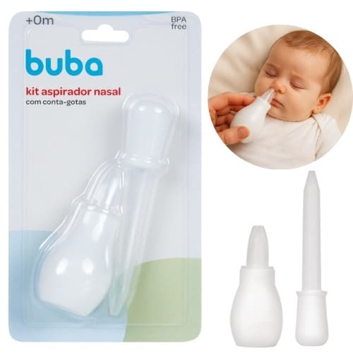 Kit Aspirador Nasal Com Conta-Gotas Buba Bebê Higiene Congestão Infantil Cuidados Recém Nascido Bebe