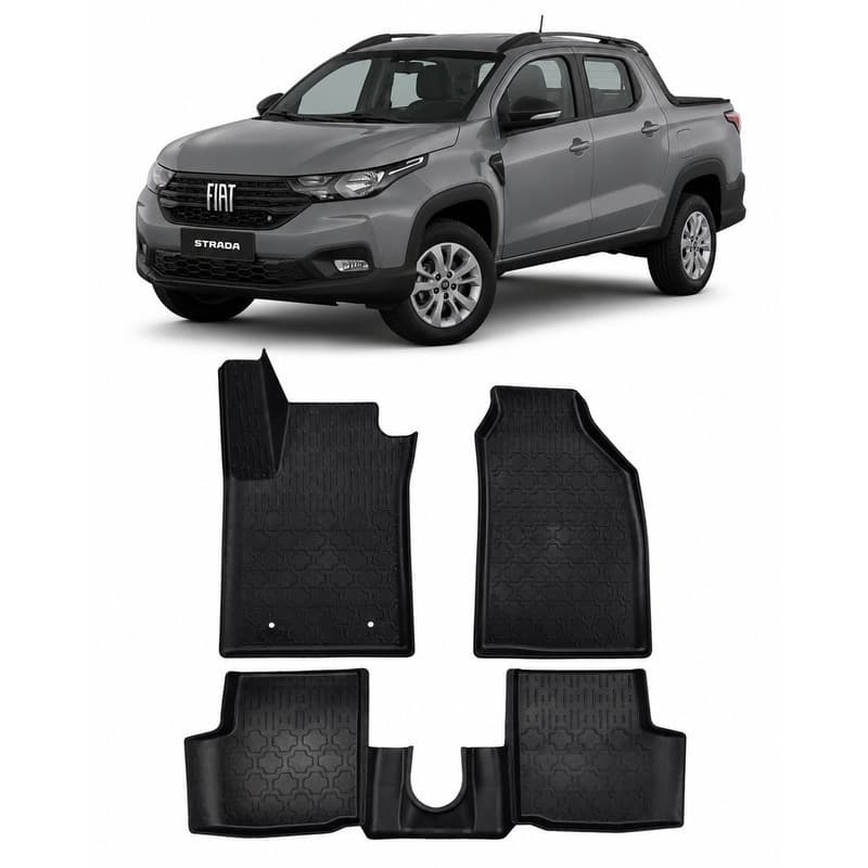 Jogo Tapete Bandeja Fiat Strada 4 Portas Borda Elevada 2020 A 2026 Preto