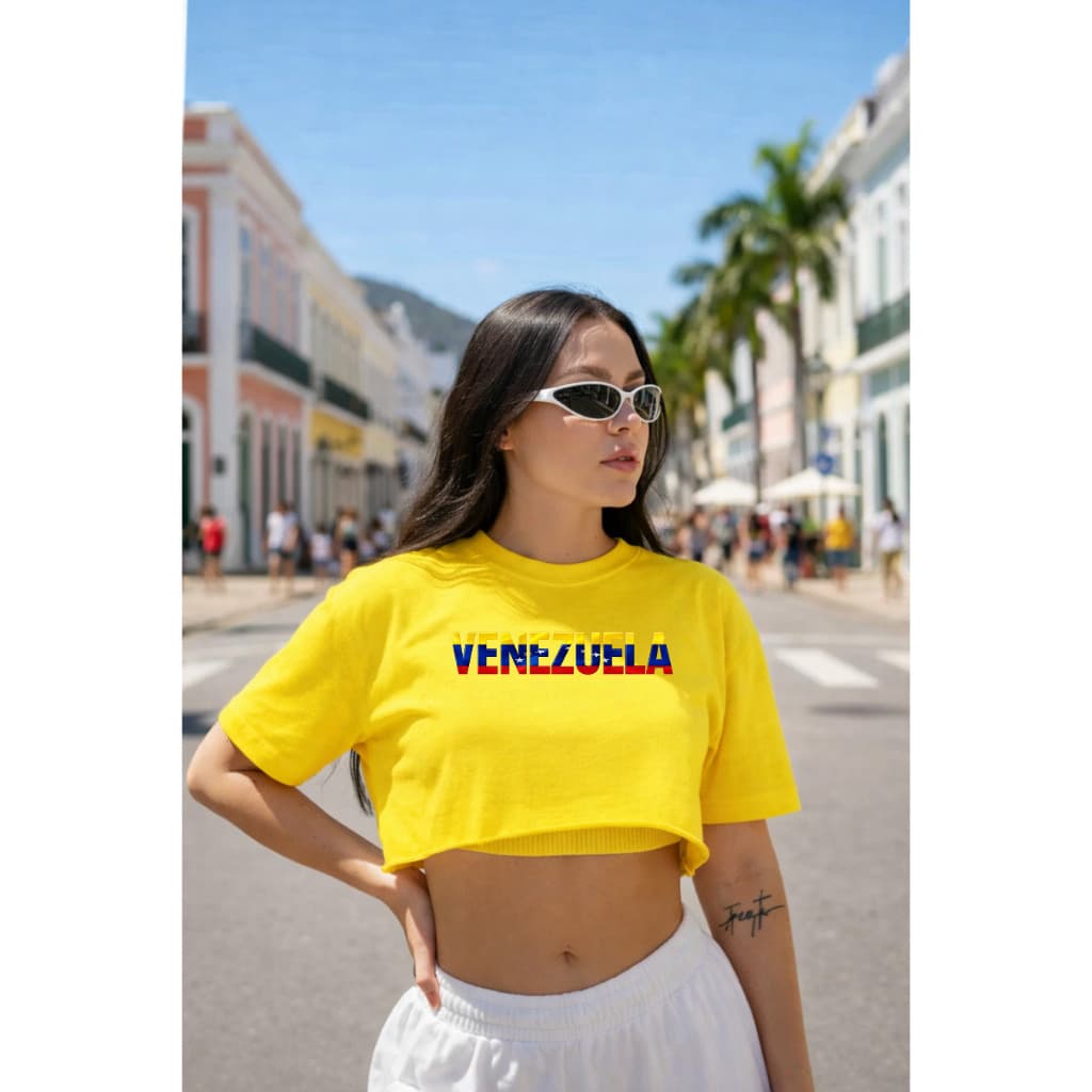 Cropped T Shirt Camisa Feminina Estampada Venezuela 100% algodão