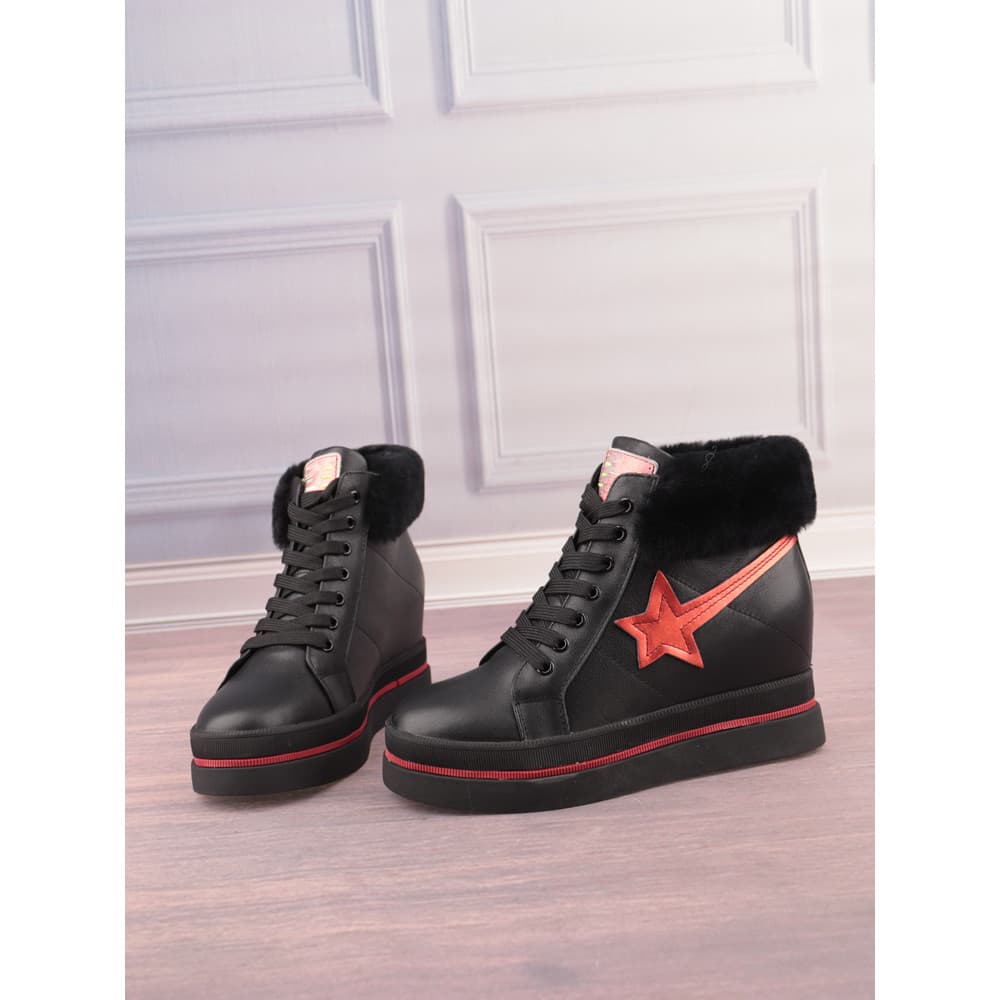 Tamanho 36 couro de vaca costura de couro genuíno lã Real aumento interno sapatos femininos botas femininas quentes moda