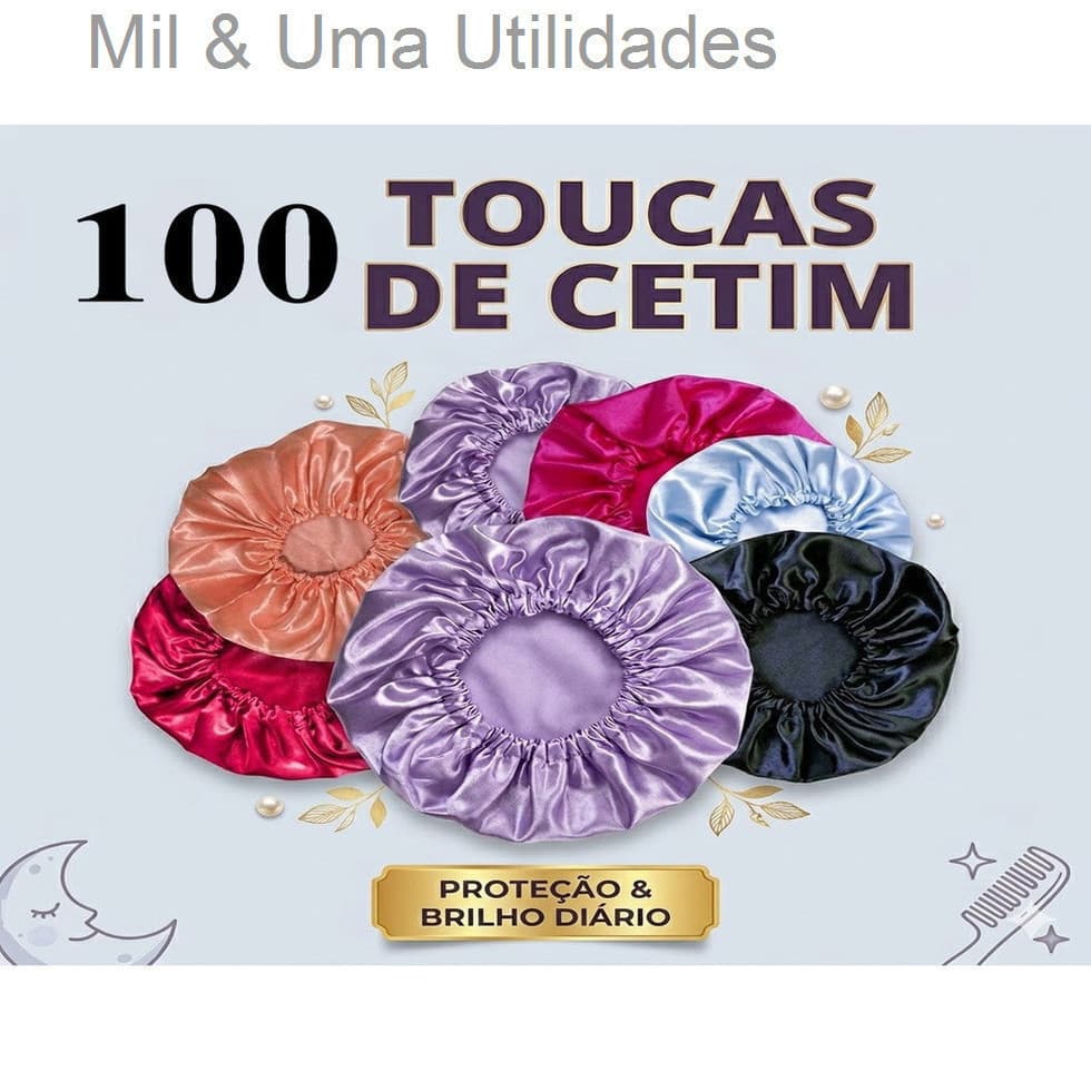 Kit com 100 toucas de cetim antifrizz - Para Revender96NA75FYZXVE