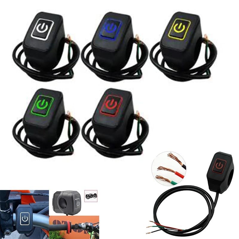 Interruptor De Barra De Mão À Prova D'água Modificado Para Motocicleta De 22mm Com Botão De Controle De Luz LED