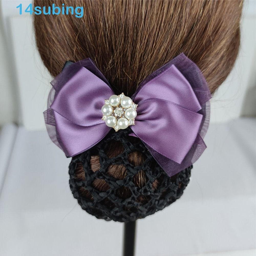 SUBING Bowknot Primavera Clipe De Cabelo Vintage Doce Pérola Hotel Enfermeira Para Meninas Mulheres Hairgrips Capa Net