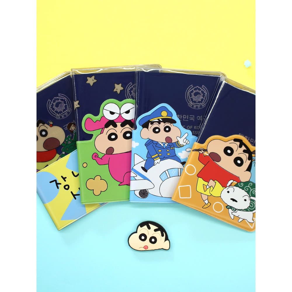 Coreia baleias voadoras bonito Shin-Chan porta-passaporte de viagem PVC transparente documento porta-passaporte portátil