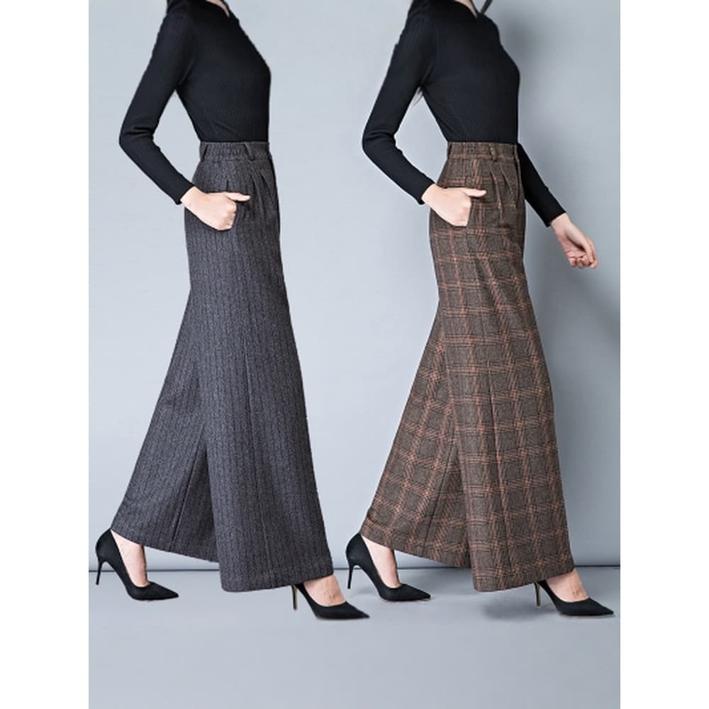 Papel padrão 1: 1 corte real objeto real fazer roupas Q51 outono inverno lã calças de perna larga calças padrão feminino