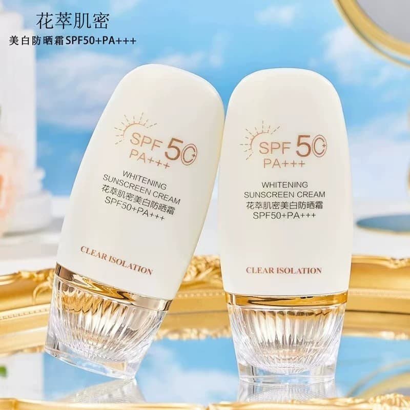 Extrato de flor densidade da pele protetor solar clareador de água SPF50 + PA +++ isolamento refrescante não gorduroso A