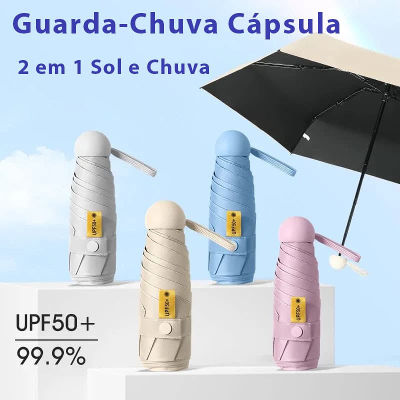 Guarda-chuva mini de bolso, compacto e portátil, protege contra raios UV, uso versátil para sol e chuva