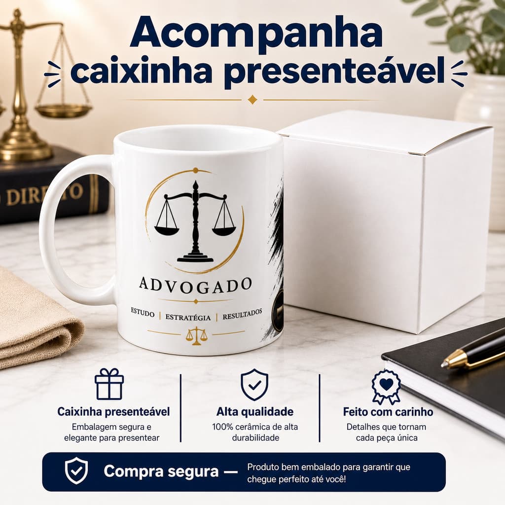 Caneca Personalizada presenteavel Direito Advogado Formatura Escritorio Advocacia Estudante academia