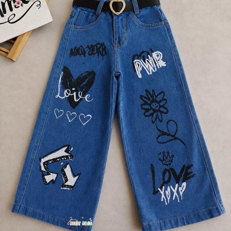 Calça Jeans Wide leg Infantil juvenil para meninas