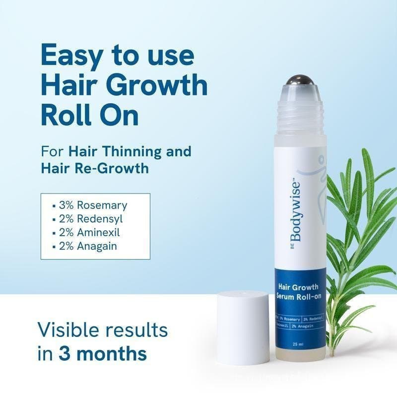 Sérum Roll-On para Crescimento Capilar Avançado Be Bodywise |   3% Alecrim |   2% Aminexil |   3% Redensy l 2% Anagain |