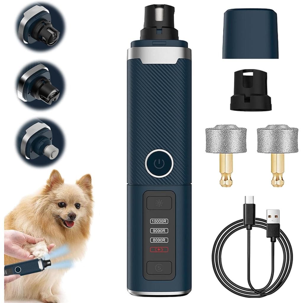 Lixadeira de Unhas Silenciosa Pro Groom Sem Fio com Luzes LED Duplas - Cortador de Unhas de Alta Potência 10000RPM para