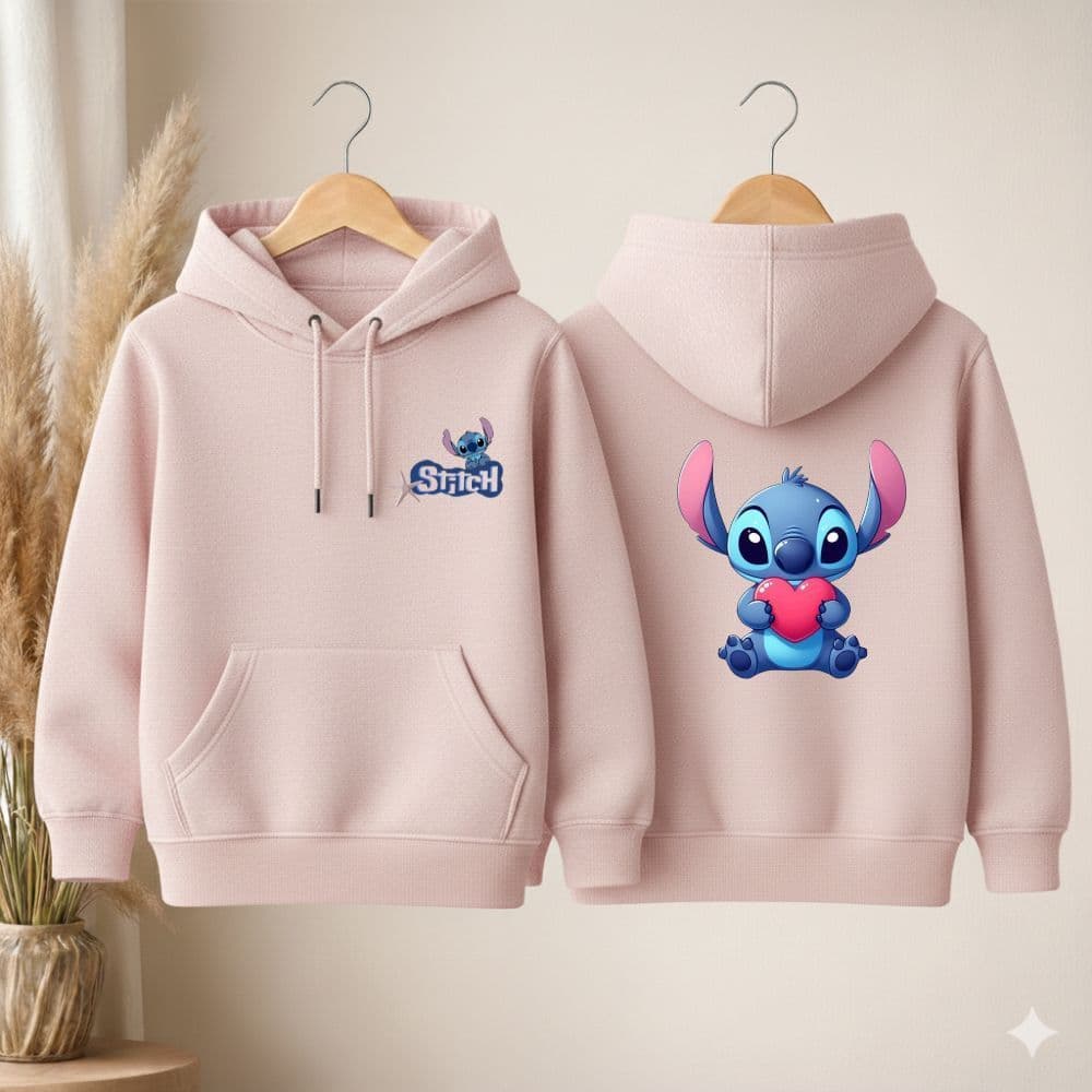 Moletom infantil meninas stitch blusa de frio canguru de algodao 02 a 16