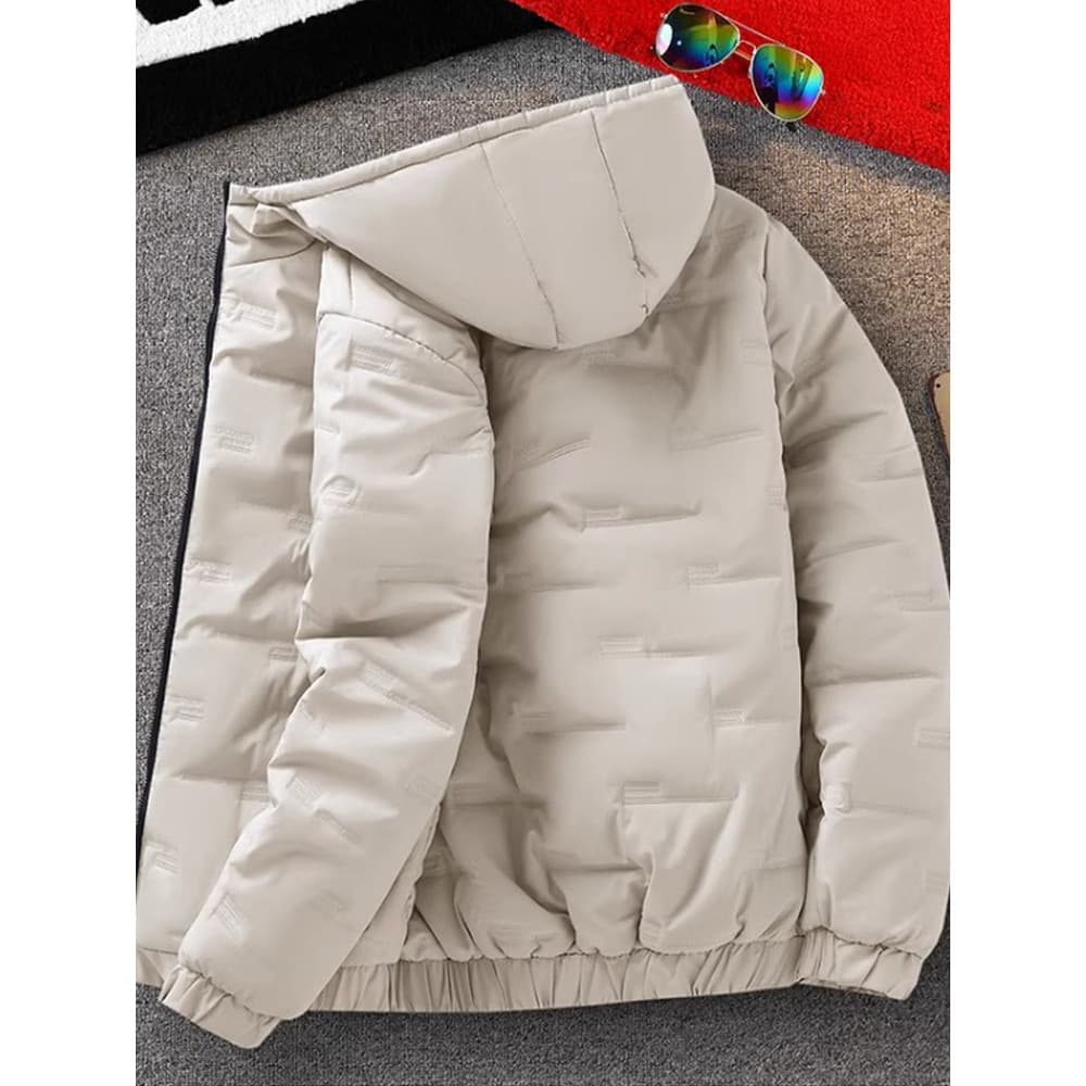 Jaqueta acolchoada de inverno estilo masculino forro de lã engrossado quente à prova de frio jaqueta acolchoada Casual A