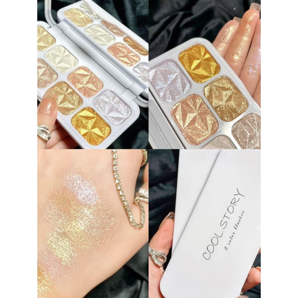 Paleta de sombras para os olhos 2025 Novo estilo INSFANY8 Color Diamond Highlighter Paleta de sombras peroladas tridimen