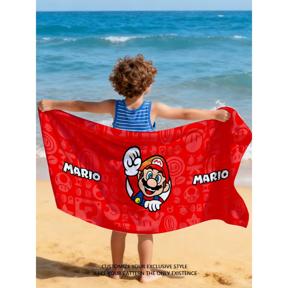 Super Mario Coolmaster jogo mercadoria toalha de banho crianças adulto ginásio natação toalha de banho absorvente