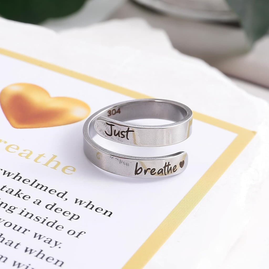 Anel Hope para mulheres, anel ajustável para homens, anel personalizado, anel aberto de aço inoxidável