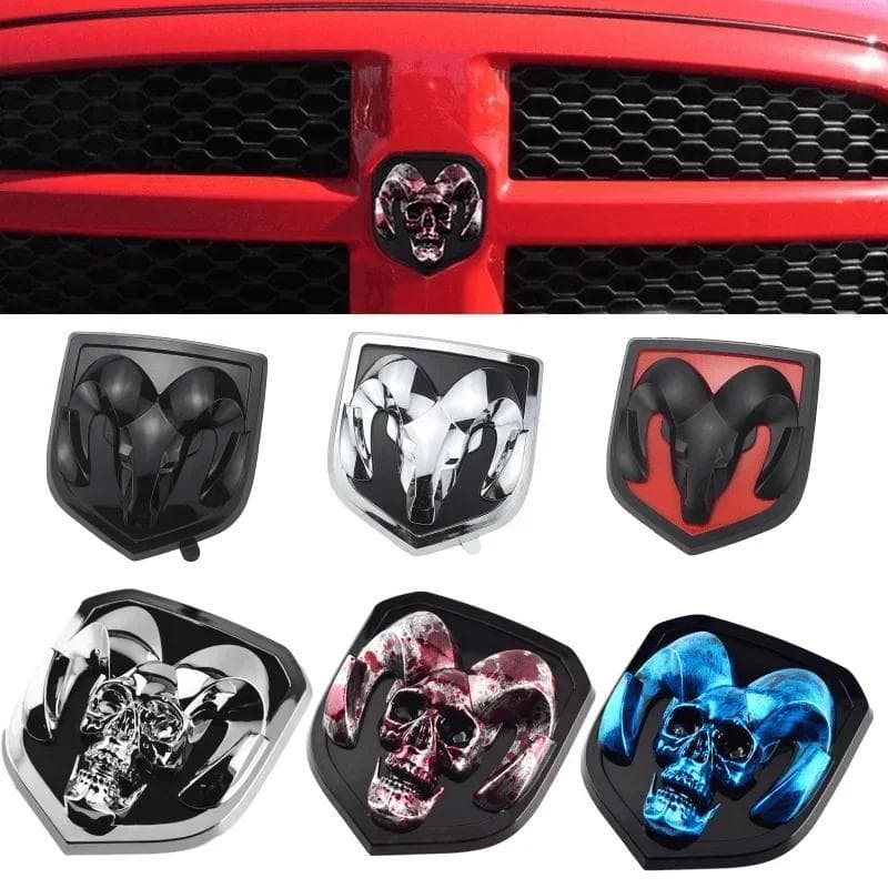 Emblema Dianteiro Do Carro Da Porta Traseira Para Dodge Ram 1500 2500 3500 Resistente BigHorn 2010-2018 Crânio ABS Adesi