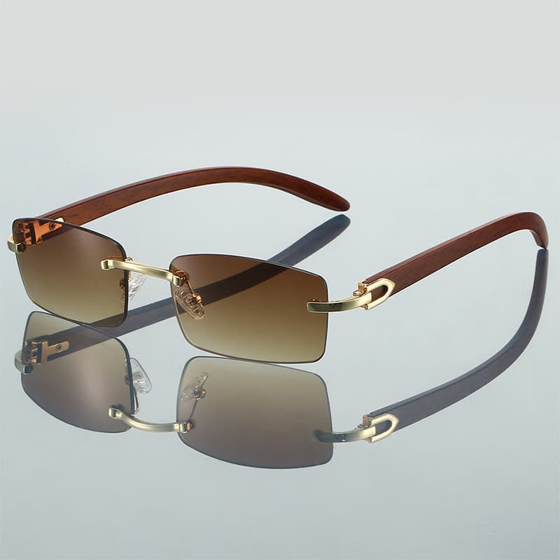 Estilo europeu americano moda Retro quadrado sem moldura óculos de sol na moda rua tiro rosto liso All-Match mais magro
