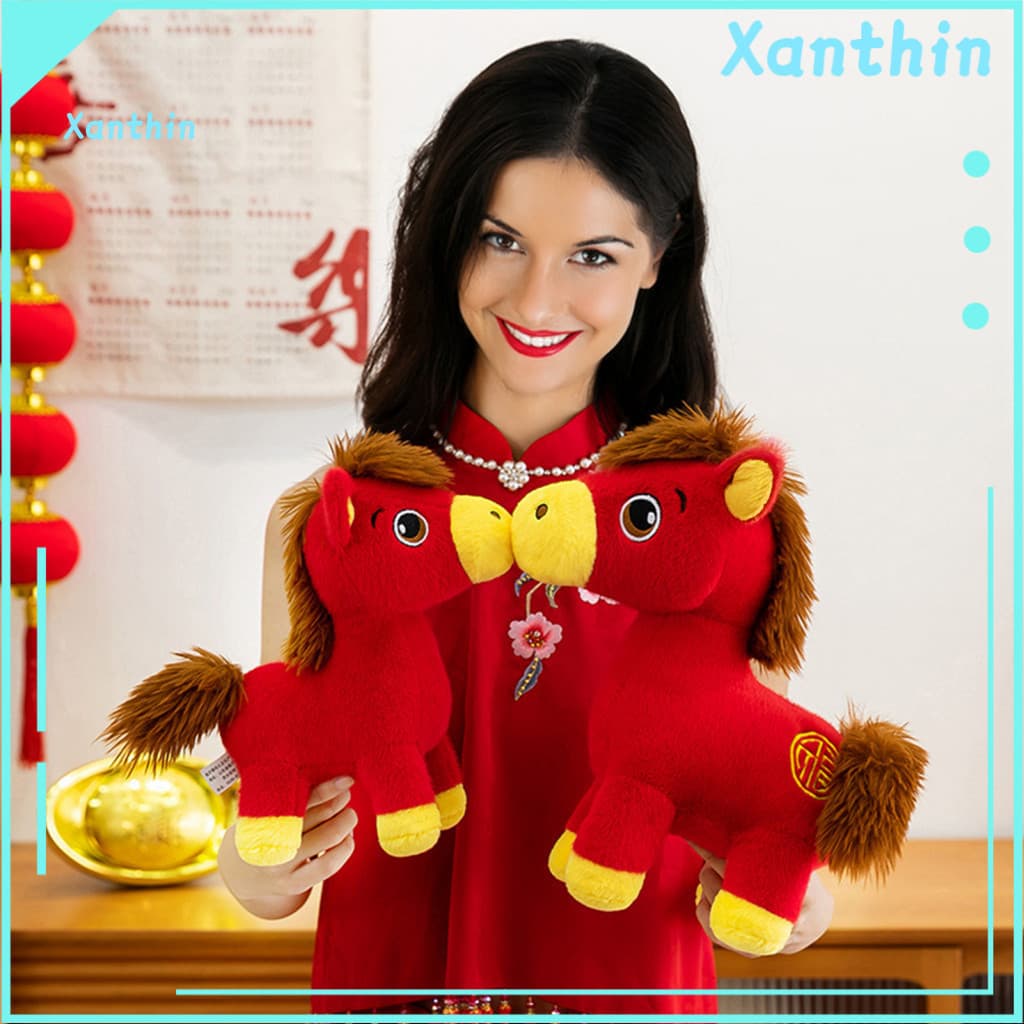 Horse Doll for Year of the Traditional Chinese New Gift Zodiac Plush Toy Pp Cotton Filled Handmade for Home