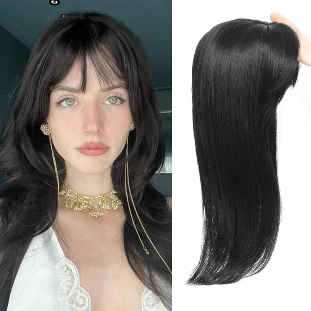 Apliques de Cabelo JQM para Mulheres, Peças de Cabelo de 18 Polegadas para Mulheres com Cabelo Ralo, 360 °   Franja 3D c