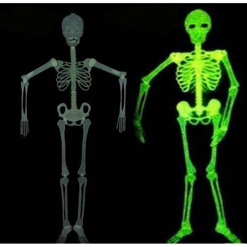 Esqueleto Luminoso de 5 Pés para Halloween, Brilha no Escuro, para Decorações de Festa de Halloween, Adesivo de Parede p