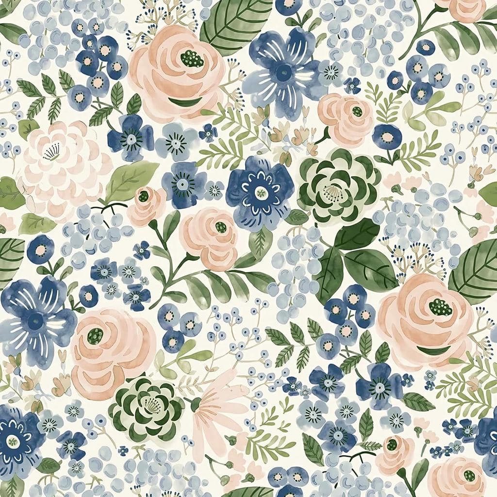 Papel de Parede Floral Autoadesivo Wudnaye, Papel de Contato Floral Vintage 17in×118in, Papel de Parede em Aquarela Auto