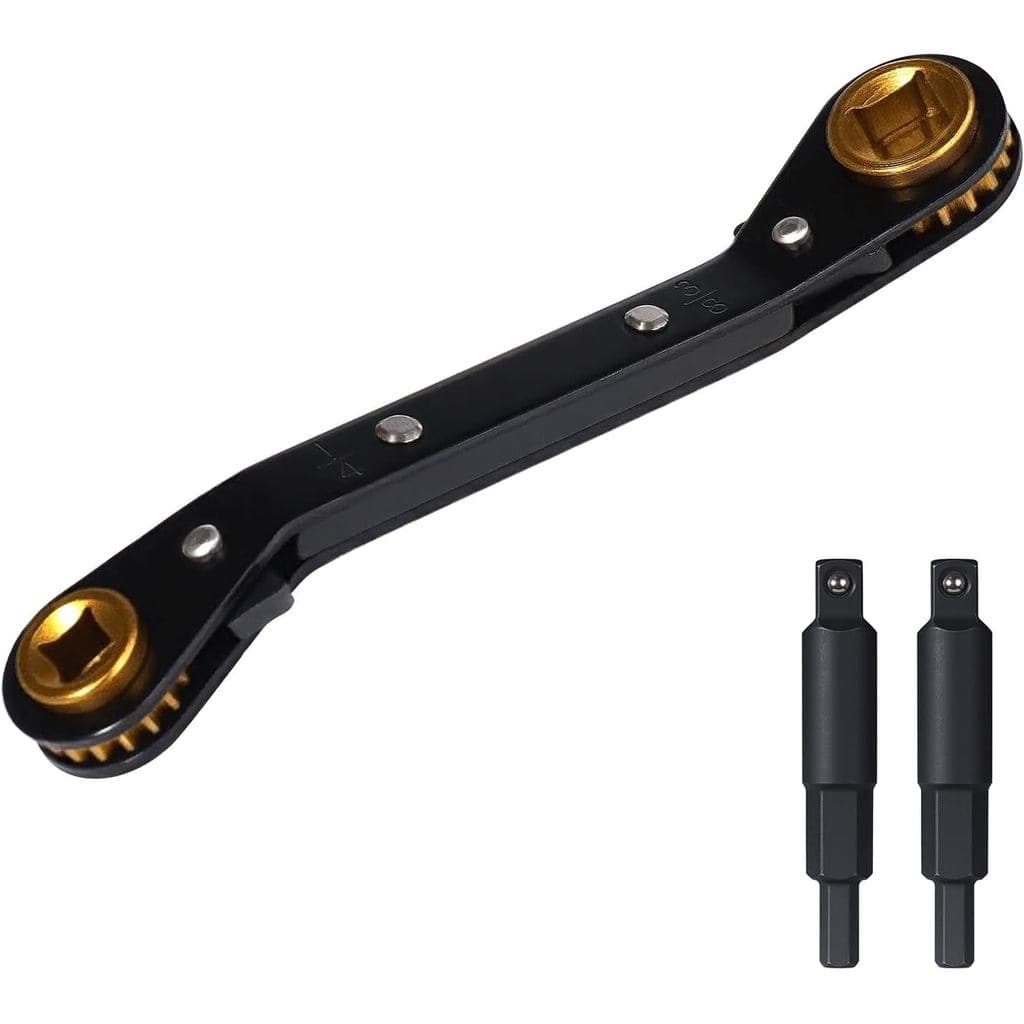 Conjunto de Chaves de Serviço para HVAC, Chaves Catraca Curvas (1/4", 3/8", 3/16", 5/16") com 2 Adaptadores de Chave Hex