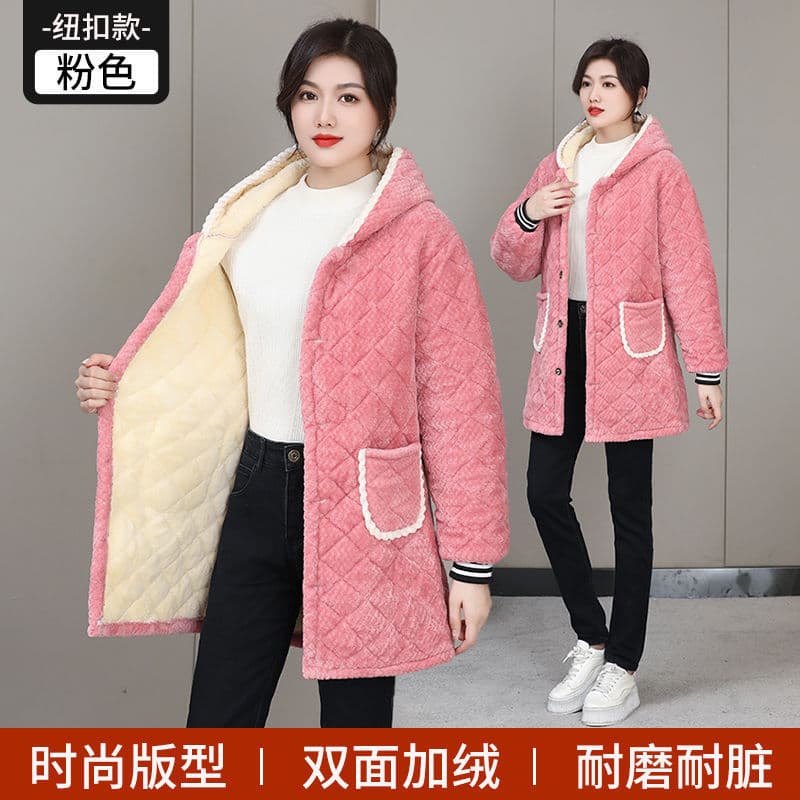 Macacão feminino novo estilo inverno forro de lã engrossado algodão acolchoado jaqueta casaco macacão algodão-acolchoado