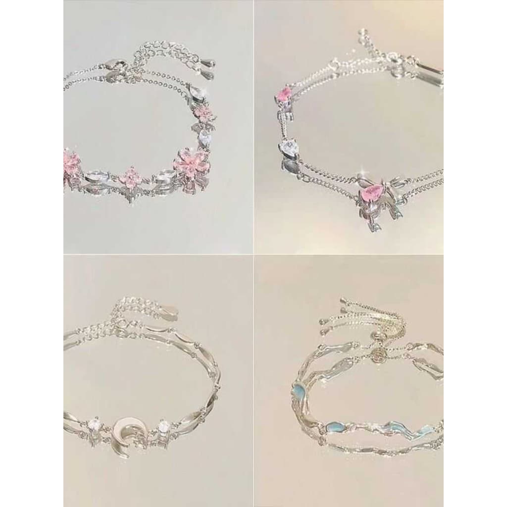 pulseira feminina pulseira Flor de cerejeira arco pulseira nicho luz luxo temperamento High-End rosa zircão legal namora