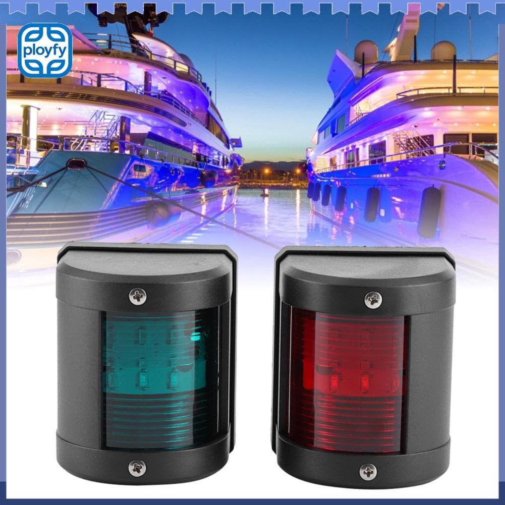 Ployfy Par de luz de sinal de navegação de lâmpada IP66 vermelho verde LED substituição de aviso para barco marinho